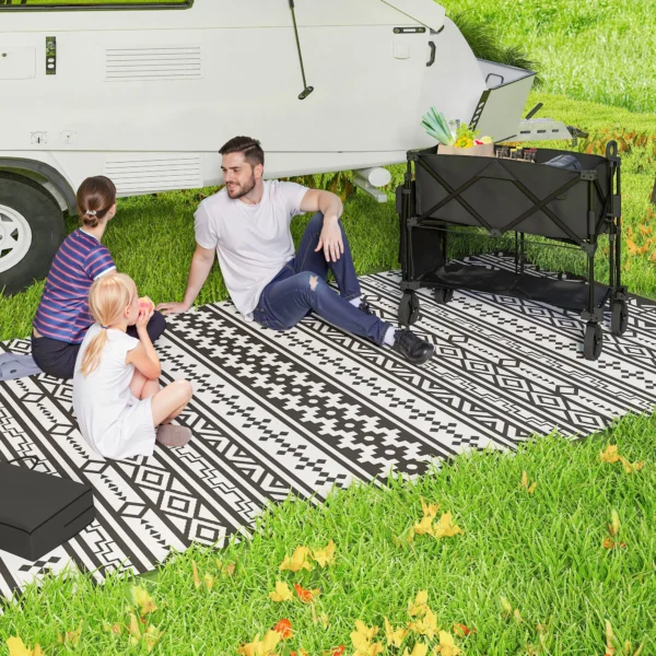 Tuinwagen 200 kg belastbaar, tweelaags transportwagen met verwijderbare zeil, handvat, wielen, stuuras, opvouwbare bolderwagen, handwagen, tuinkar, gereedschapswagen voor huis, tuin zwart 10