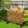 Tuinwagen 200 kg belastbaar, tweelaags transportwagen met verwijderbare zeil, handvat, wielen, stuuras, opvouwbare bolderwagen, handwagen, tuinkar, gereedschapswagen voor huis, tuin zwart 5