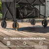 Tuinwagen 200 kg belastbaar, tweelaags transportwagen met verwijderbare zeil, handvat, wielen, stuuras, opvouwbare bolderwagen, handwagen, tuinkar, gereedschapswagen voor huis, tuin zwart 6