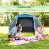 Tunnel tent 4 personen camping tent met 2 kamers, uv bescherming, venster, draagtas, 2000mm waterkolom, blauw 5