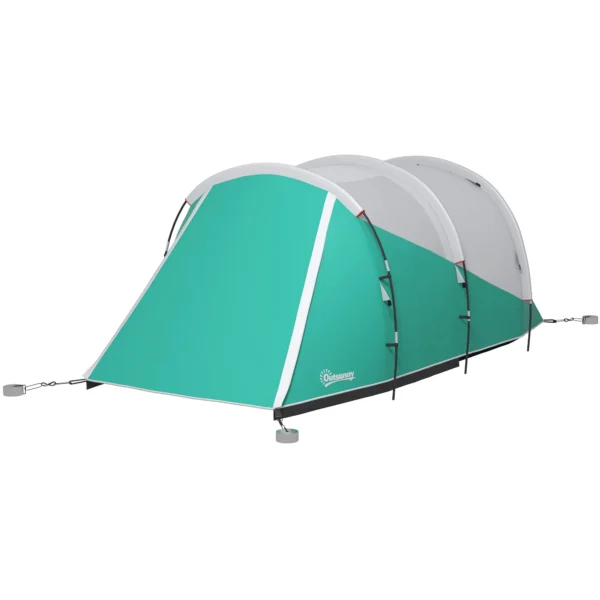 Tunnel tent campingtent voor 5 personen familietent met 2 kamers en draagtas 3000mm waterkolom in groen voor tuin 1