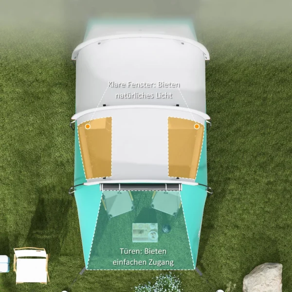 Tunnel tent campingtent voor 5 personen familietent met 2 kamers en draagtas 3000mm waterkolom in groen voor tuin 8
