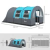 Tunnel tent campingtent voor 6 personen met 2 kamers en licht haak, groepstent met draagtas, 3000mm waterkolom, familietent grijs 4