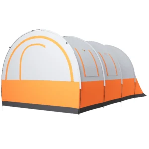 Tunnel tent, campingtent voor 6 personen, met 2 kamers, lichthaak, groepstent met draagtas, 3000mm waterafstotend familietent, voor tuin, campingplaats, crèmewit 1
