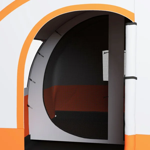 Tunnel tent, campingtent voor 6 personen, met 2 kamers, lichthaak, groepstent met draagtas, 3000mm waterafstotend familietent, voor tuin, campingplaats, crèmewit 10