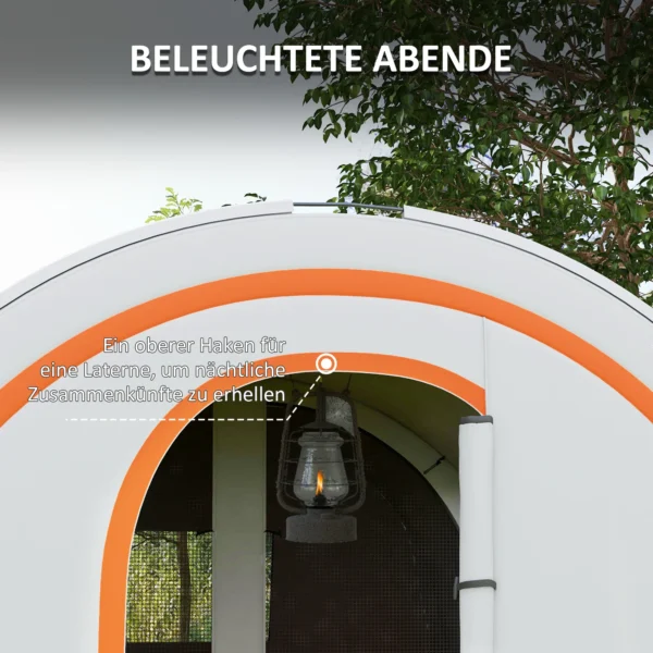 Tunnel tent, campingtent voor 6 personen, met 2 kamers, lichthaak, groepstent met draagtas, 3000mm waterafstotend familietent, voor tuin, campingplaats, crèmewit 6