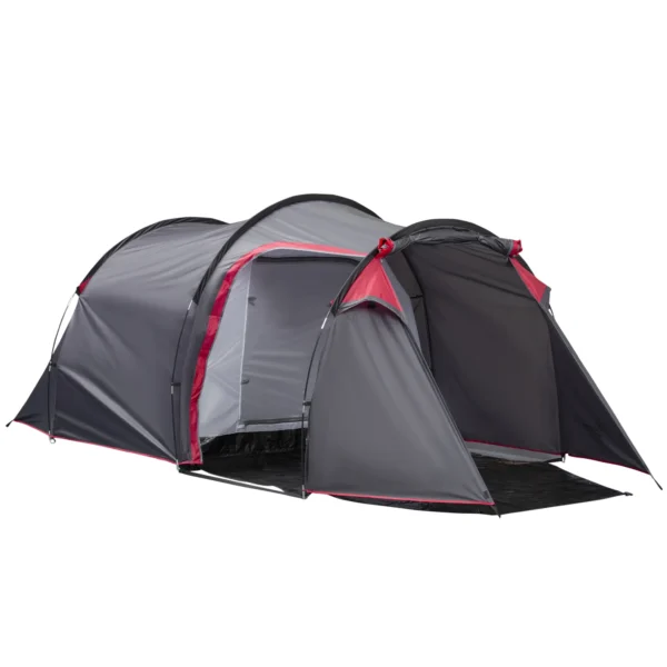 Tunnel tent voor 2 3 personen, 190t camping tent met haringen, glasvezel & polyester, grijs, 426 x 206 x 154 cm, ideaal voor outdoor avonturen 1