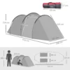 Tunnel tent voor 2 3 personen, 190t camping tent met haringen, glasvezel & polyester, grijs, 426 x 206 x 154 cm, ideaal voor outdoor avonturen 4