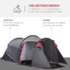 Tunnel tent voor 2 3 personen, 190t camping tent met haringen, glasvezel & polyester, grijs, 426 x 206 x 154 cm, ideaal voor outdoor avonturen 5