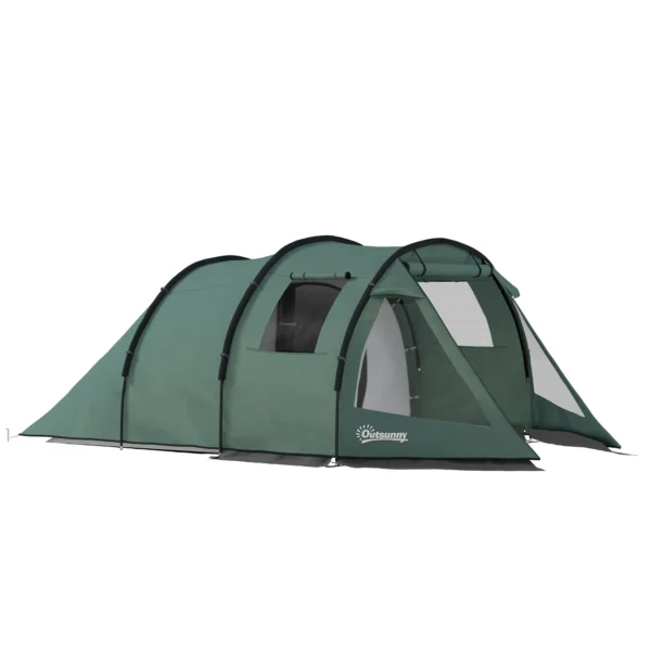 Tunnel tent voor 4 personen camping tent met uv bescherming en ramen, familie tent met draagtas 2000 mm waterkolom voor trekking en outdoor activiteiten 1