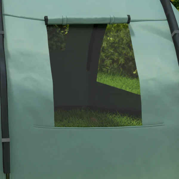 Tunnel tent voor 4 personen camping tent met uv bescherming en ramen, familie tent met draagtas 2000 mm waterkolom voor trekking en outdoor activiteiten 10