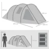 Tunnel tent voor 4 personen camping tent met uv bescherming en ramen, familie tent met draagtas 2000 mm waterkolom voor trekking en outdoor activiteiten 4
