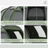 Tunnel tent voor 4 personen camping tent met uv bescherming en ramen, familie tent met draagtas 2000 mm waterkolom voor trekking en outdoor activiteiten 7