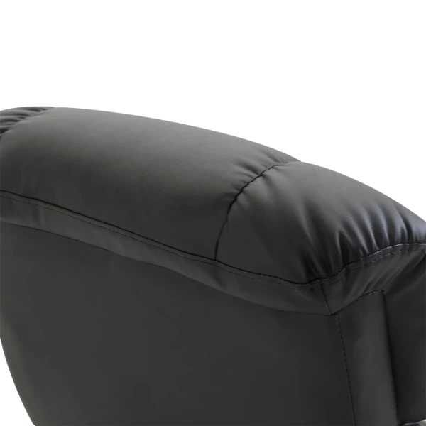 Tv fauteuil met ligfunctie, diepe bekleding, hoge rugleuning en armleuningen, 360° draaibaar, kunstleer, 76l x 80b x 102h cm, zwart 9