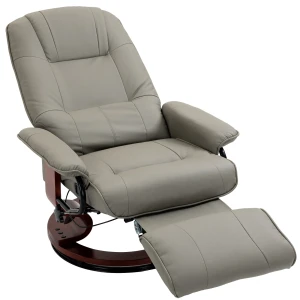 Tv stoel elektrisch, 145° kantelbaar, met ligfunctie, zijknoppen, voetsteun, relaxstoel, kunstleer, 78 x 87 x 100 cm, grijs 1