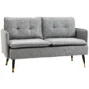 Tweezitsbank loveseat met kussens in linnenlook, dubbelbank voor woonkamer & slaapkamer, grijs, 139 x 68 x 76 cm 1