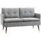 Tweezitsbank loveseat met kussens in linnenlook, dubbelbank voor woonkamer & slaapkamer, grijs, 139 x 68 x 76 cm 1