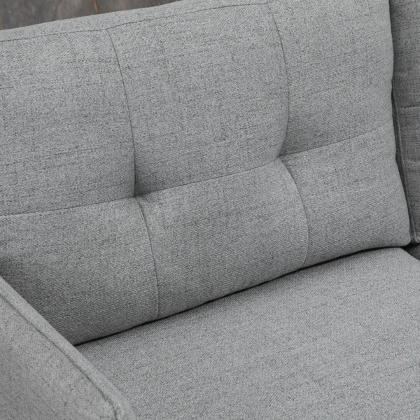 Tweezitsbank loveseat met kussens in linnenlook, dubbelbank voor woonkamer & slaapkamer, grijs, 139 x 68 x 76 cm 8