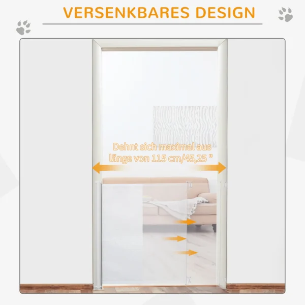 Uitschuifbaar trapbeschermingshek deurbeveiligingshek veiligheidsscheidingswand pvc wit 115x82,5 cm voor kinderen & huisdieren 6