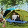Veldbed opvouwbaar campingbed met matras kussen zijtas 190 x 65 x 37 cm campingligstoel voor volwassenen gastenbed tot 150 kg opklapbed voor buiten, tuin camping reizen donkerblauw 2