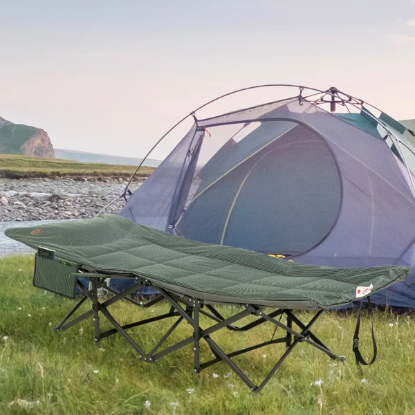 Veldbed opvouwbare campingligstoel met tas en bekerhouder, voor zwembad en balkon, tot 120 kg, grijs 68 x 186 x 48 cm 2