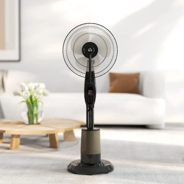 Ventilator met waterkoeling, staande ventilator met sproeinevel, afstandsbediening, timerfunctie, 3,2l watertank, 3 modi, 75 w, oscillerende waterventilator met wielen, 120 cm 10