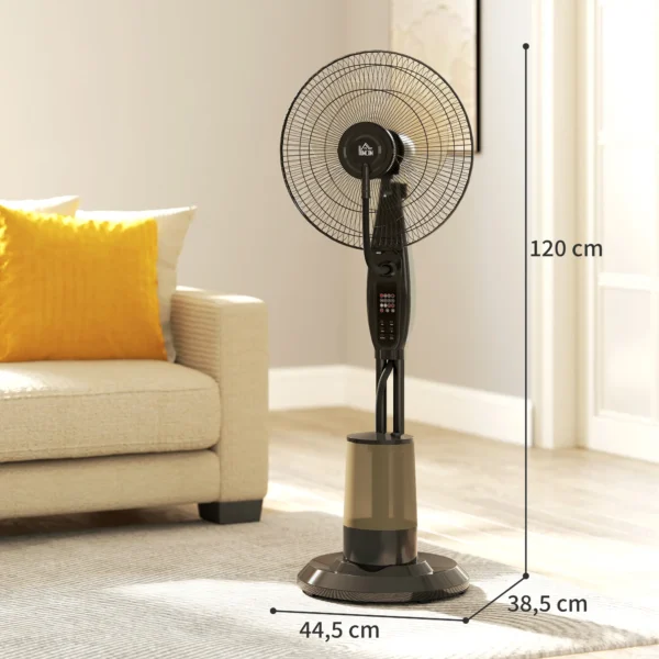 Ventilator met waterkoeling, staande ventilator met sproeinevel, afstandsbediening, timerfunctie, 3,2l watertank, 3 modi, 75 w, oscillerende waterventilator met wielen, 120 cm 4