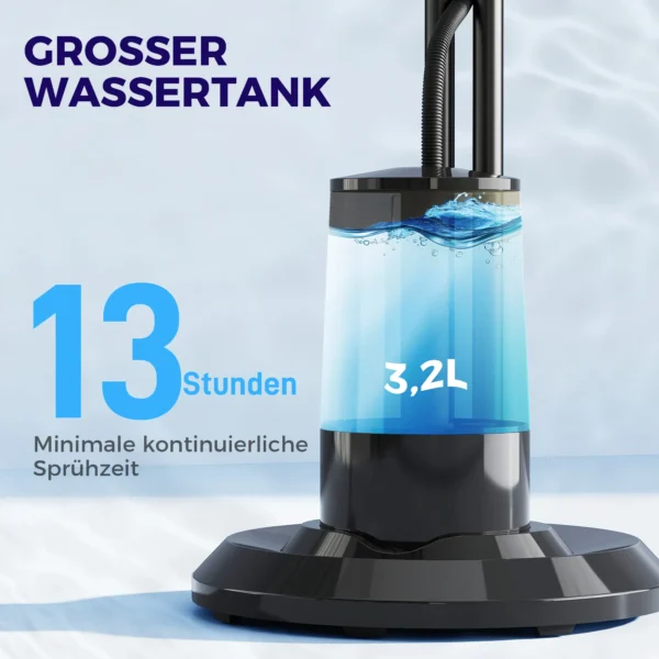 Ventilator met waterkoeling, staande ventilator met sproeinevel, afstandsbediening, timerfunctie, 3,2l watertank, 3 modi, 75 w, oscillerende waterventilator met wielen, 120 cm 9