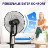 Ventilator met waterkoeling, staande ventilator met verstelbare sproeinevel, 3 snelheden, 3 l watertank, 75° oscillerend, 90 w waterkoelventilator met wielen, 125 cm 6