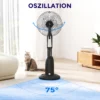 Ventilator met waterkoeling, staande ventilator met verstelbare sproeinevel, 3 snelheden, 3 l watertank, 75° oscillerend, 90 w waterkoelventilator met wielen, 125 cm 7