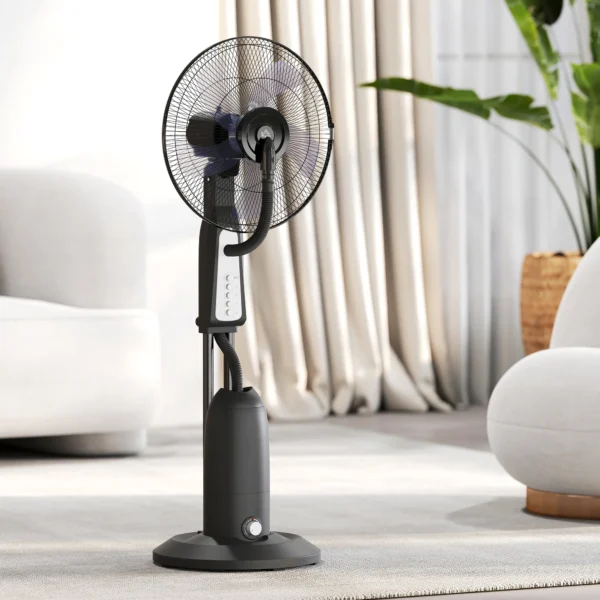 Ventilator met waterkoeling, staande ventilator met verstelbare sproeinevel, 3 snelheden, 3 l watertank, 75° oscillerend, 90 w waterkoelventilator met wielen, 125 cm 9