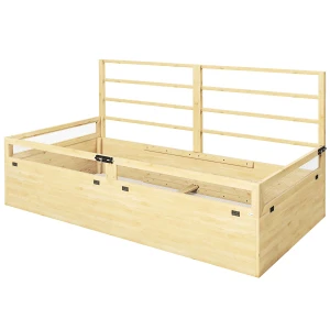 Verhoogd bed met klimhulp, kruidenbed, houten plantenbak, bloembak voor tuin, balkon, natuurhout, 183 x 98,5 x 95 cm 1