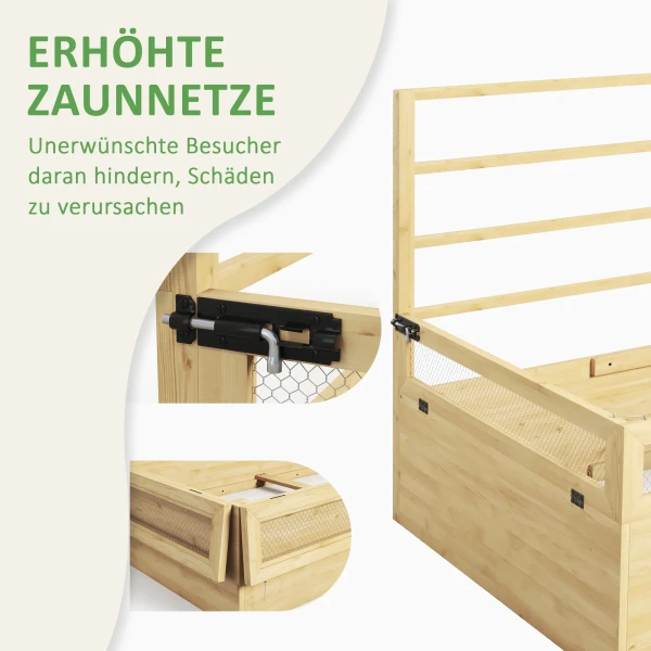 Verhoogd bed met klimhulp, kruidenbed, houten plantenbak, bloembak voor tuin, balkon, natuurhout, 183 x 98,5 x 95 cm 6