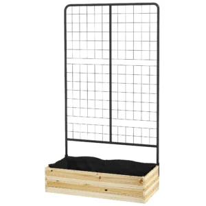 Verhoogd bed met klimhulp, plantenbak van natuurhout, kruidenbed & bloembak voor tuin & balkon, 80 x 38 x 145 cm 1