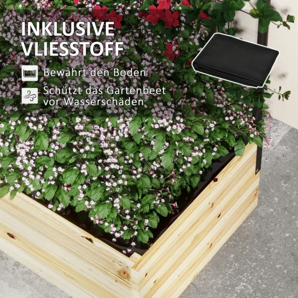 Verhoogd bed met klimhulp, plantenbak van natuurhout, kruidenbed & bloembak voor tuin & balkon, 80 x 38 x 145 cm 7