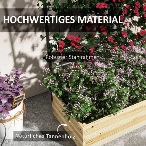 Verhoogd bed met klimhulp, plantenbak van natuurhout, kruidenbed & bloembak voor tuin & balkon, 80 x 38 x 145 cm 8