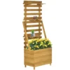 Verhoogd bed met klimrek en 3 planken, plantenbak met bloembak voor klimplanten van hout, bruin 63x39x160cm 1
