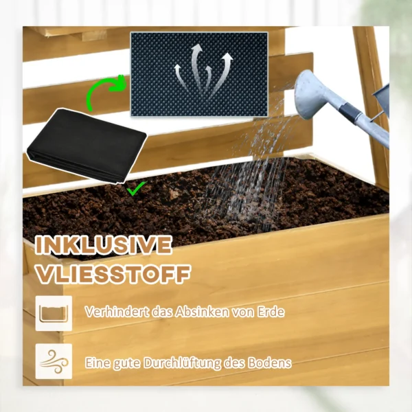 Verhoogd bed met klimrek en 3 planken, plantenbak met bloembak voor klimplanten van hout, bruin 63x39x160cm 7