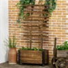 Verhoogd bed met klimrek en wielen, bloembak voor klimplanten, plantenbak van verkoold hout, 65 x 31 x 147 cm 2