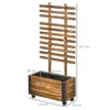 Verhoogd bed met klimrek en wielen, bloembak voor klimplanten, plantenbak van verkoold hout, 65 x 31 x 147 cm 4