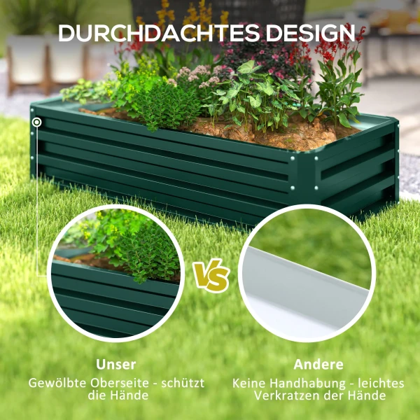 Verhoogd bed van staal plantenbak roestvrij groentebed met open bodem voor tuin balkon groen 120x60x30,5cm 8