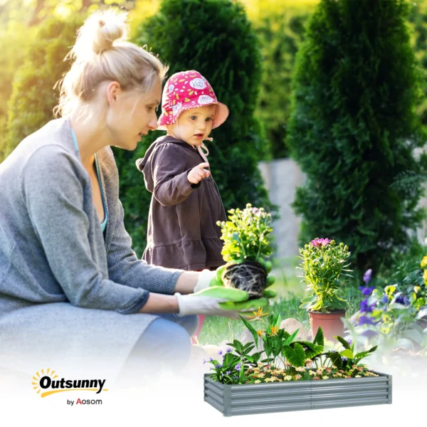 Verhoogd bed van staal, weerbestendig plantenbed met anti snijrand, vroeg bed tuinbed roestvrij plantenbak plantenbak 180 x 90 x 30 cm voor tuin balkon, groentebed voor bloemen, groenten 10