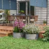 Verhoogd bloembed van metaal 2 delig set bloembak kruidenbed plantenbak met open bodem groentebed voor tuin zilver 60x60x30 cm 2