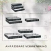 Verhoogd bloembed van staal 118x118x62 cm 3 traps bloementrap weerbestendig met t vorm plantenborden en handschoenen donkergrijs voor tuin en balkon 5