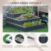 Verhoogd bloembed van staal 118x118x62 cm 3 traps bloementrap weerbestendig met t vorm plantenborden en handschoenen donkergrijs voor tuin en balkon 7