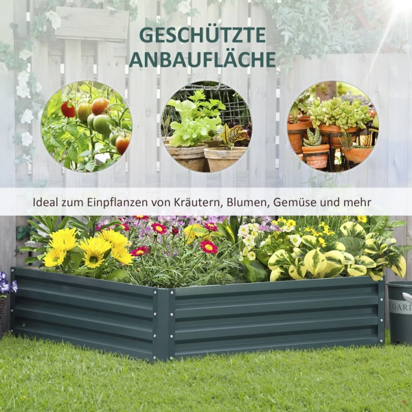 Verhoogd bloembed van staal 120x120x30cm voor tuin terras balkon groentebed in groen 5