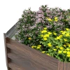 Verhoogd bloembed van staal in houtlook met open bodem voor groentebed op balkon en tuin donkerbruin 10