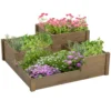 Verhoogd groentebed met 3 treden, plantenbak voor kruiden, sparrenhout, bruin, 122x122x51 cm voor terras en balkon 1