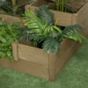 Verhoogd groentebed met 3 treden, plantenbak voor kruiden, sparrenhout, bruin, 122x122x51 cm voor terras en balkon 10