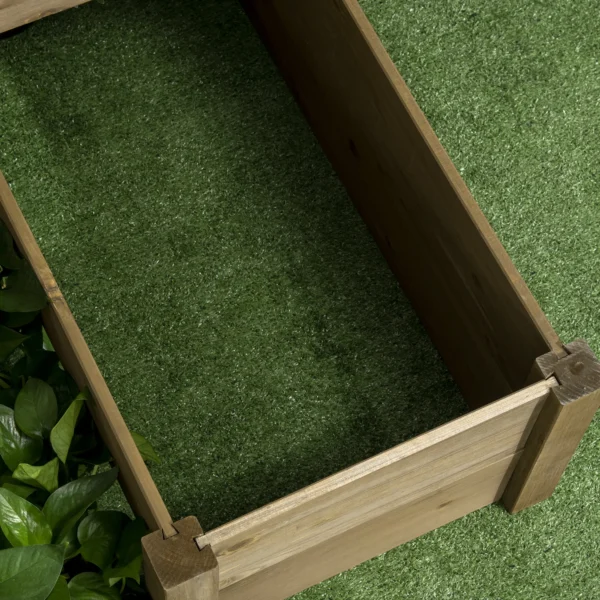 Verhoogd groentebed met 3 treden, plantenbak voor kruiden, sparrenhout, bruin, 122x122x51 cm voor terras en balkon 9